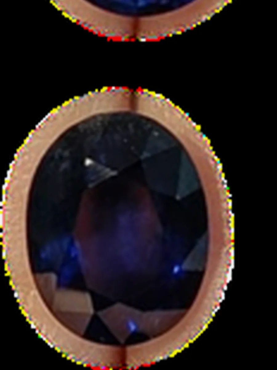 Three blue oval gemstones